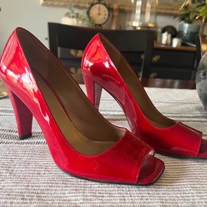 J Vincent Red patent leather heels open toe 9m